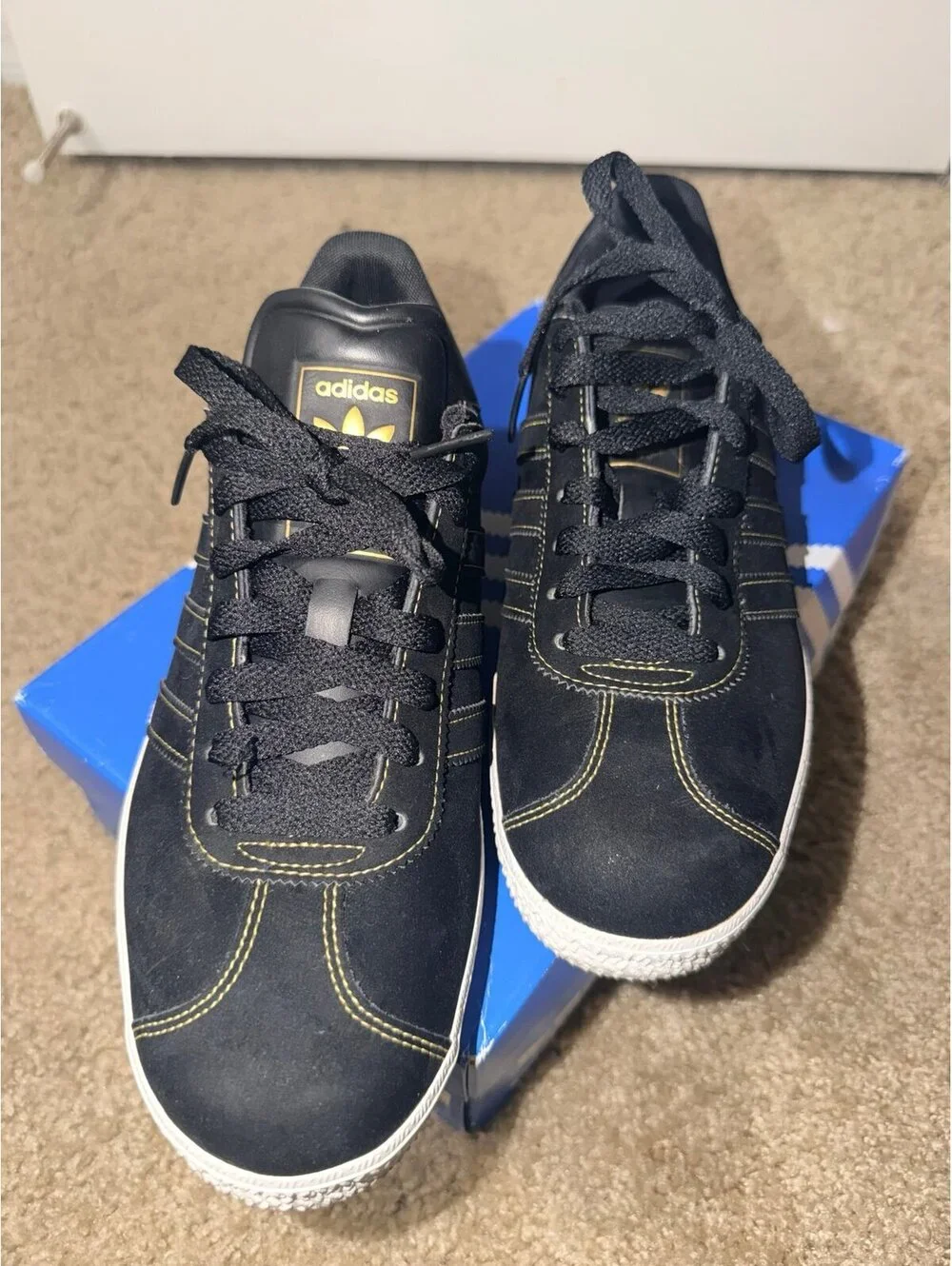 Adidas Gazelle II Black Metallic Gold Men’s 8.5 Sneakers